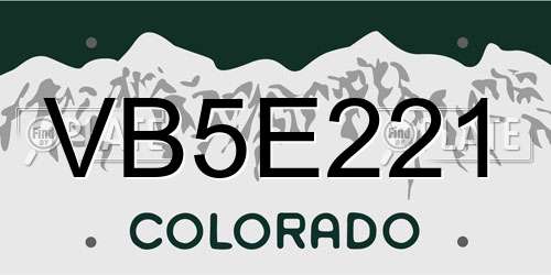 VB5E221 Colorado License Plate