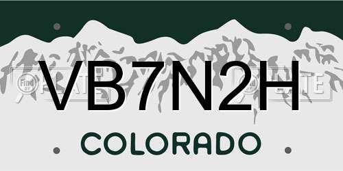 VB7N2H Colorado License Plate