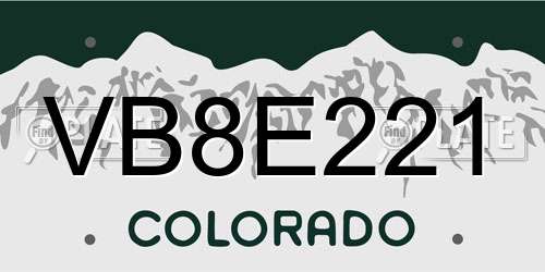 VB8E221 Colorado License Plate