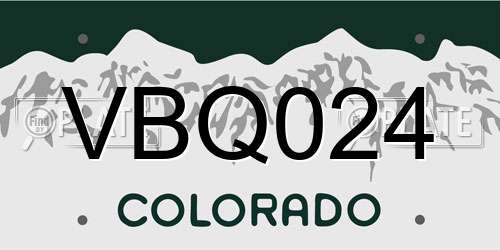VBQ024 Colorado License Plate