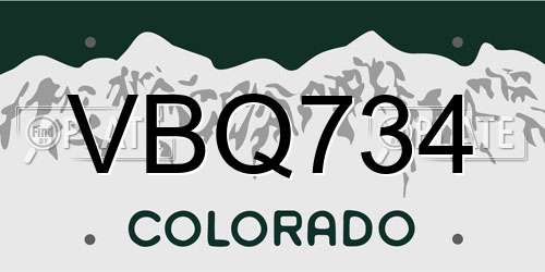VBQ734 Colorado License Plate
