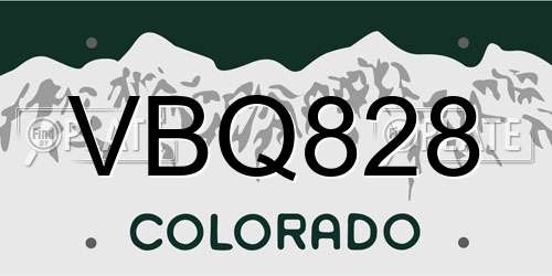 VBQ828 Colorado License Plate