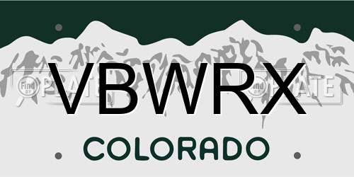 VBWRX Colorado License Plate