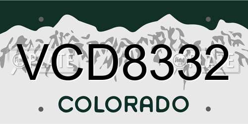VCD8332 Colorado License Plate