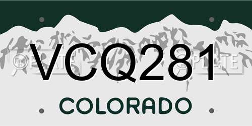 VCQ281 Colorado License Plate