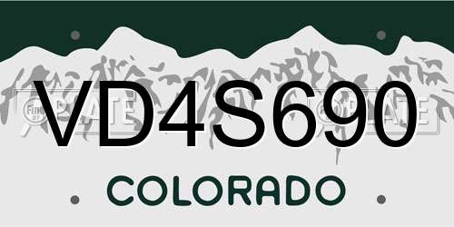VD4S690 Colorado License Plate