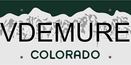 VDEMURE Colorado License Plate