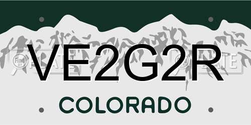 VE2G2R Colorado License Plate