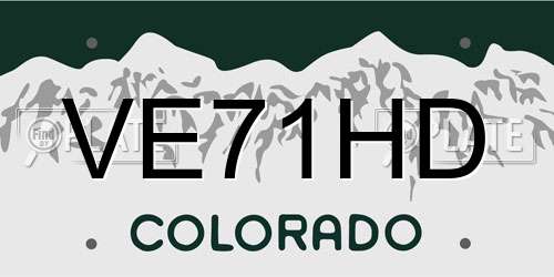 VE71HD Colorado License Plate
