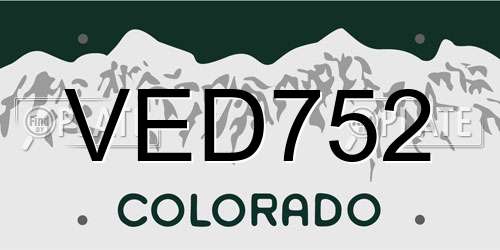 VED752 Colorado License Plate