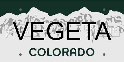 VEGETA Colorado License Plate