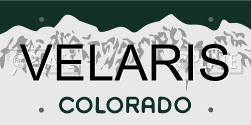 VELARIS Colorado License Plate