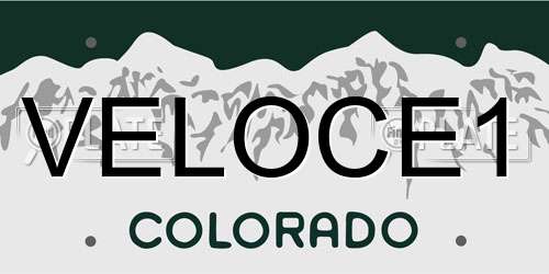 VELOCE1 Colorado License Plate