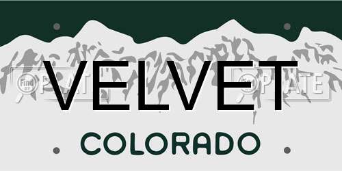 VELVET Colorado License Plate