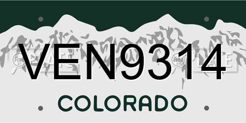 VEN9314 Colorado License Plate