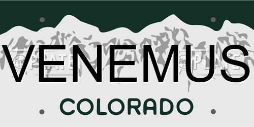 VENEMUS Colorado License Plate