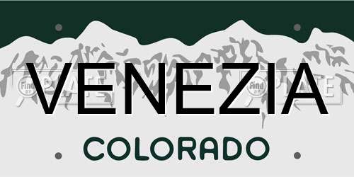 VENEZIA Colorado License Plate