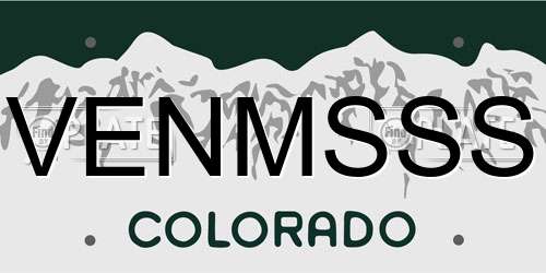 VENMSSS Colorado License Plate