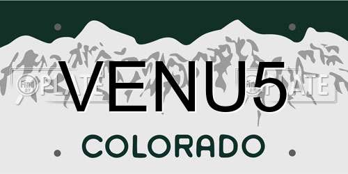 VENU5 Colorado License Plate