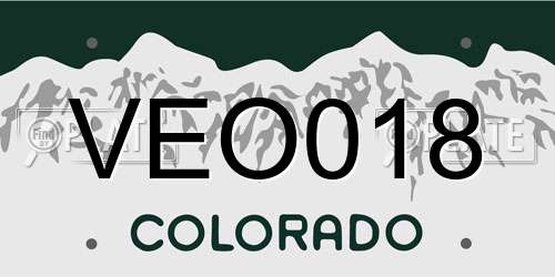 VEO018 Colorado License Plate