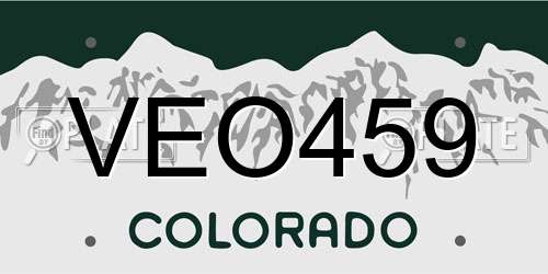 VEO459 Colorado License Plate