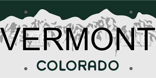 VERMONT Colorado License Plate