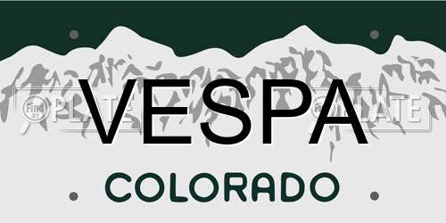 VESPA Colorado License Plate