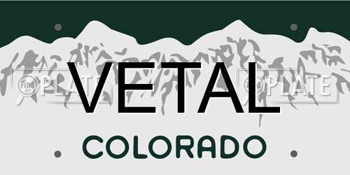 VETAL Colorado License Plate