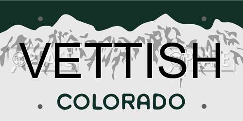 VETTISH Colorado License Plate