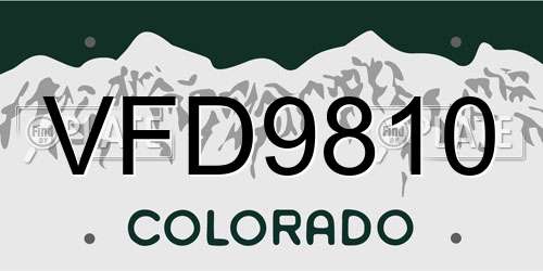 VFD9810 Colorado License Plate