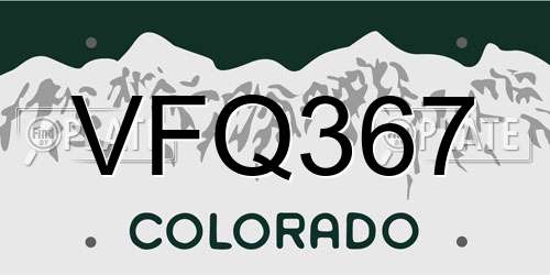 VFQ367 Colorado License Plate