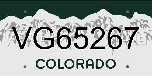 VG65267 Colorado License Plate