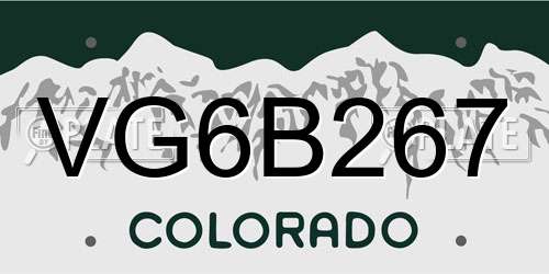 VG6B267 Colorado License Plate