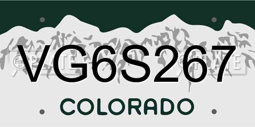 VG6S267 Colorado License Plate