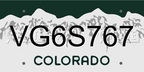 VG6S767 Colorado License Plate