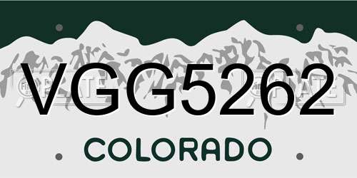 VGG5262 Colorado License Plate
