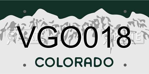 VGO018 Colorado License Plate