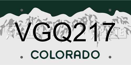 VGQ217 Colorado License Plate