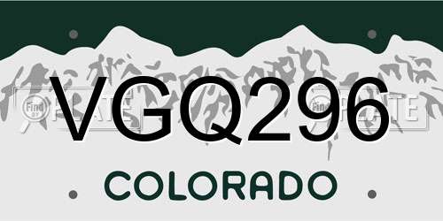 VGQ296 Colorado License Plate