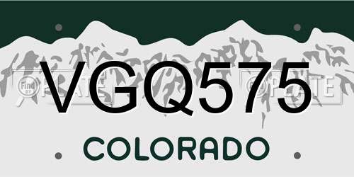 VGQ575 Colorado License Plate