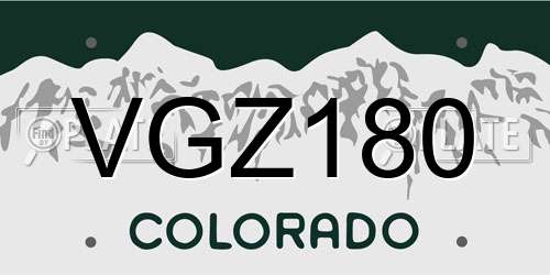 VGZ180 Colorado License Plate