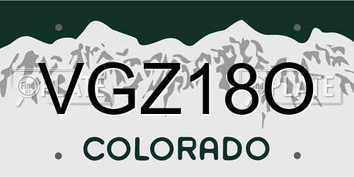 VGZ18O Colorado License Plate