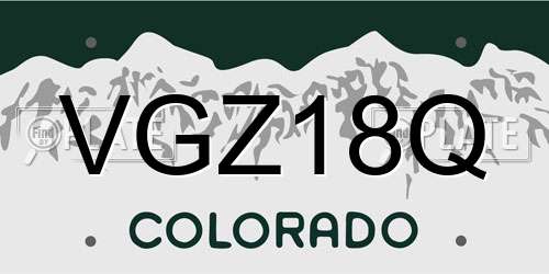 VGZ18Q Colorado License Plate