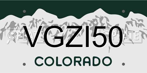 VGZI50 Colorado License Plate