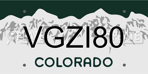 VGZI80 Colorado License Plate