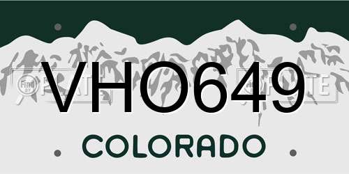 VHO649 Colorado License Plate