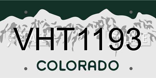 VHT1193 Colorado License Plate