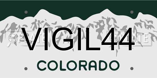VIGIL44 Colorado License Plate