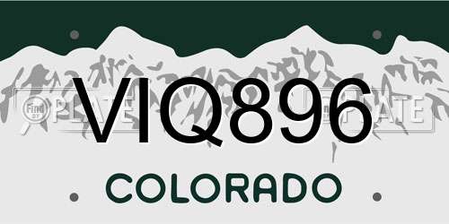 VIQ896 Colorado License Plate