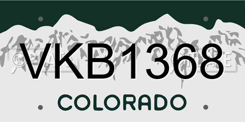 VKB1368 Colorado License Plate
